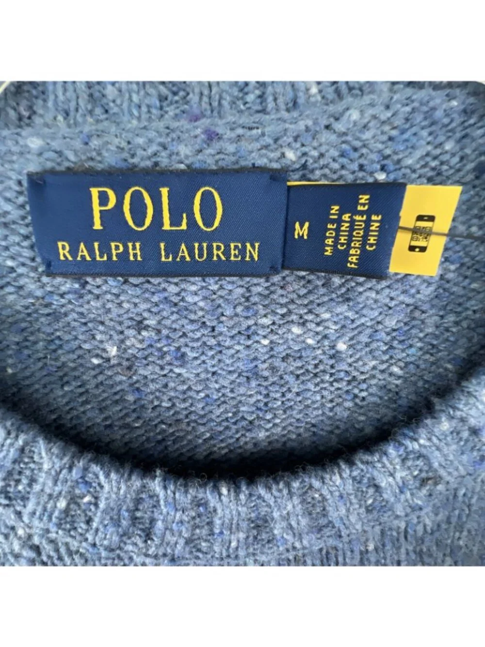 Polo Ralph Lauren Size M Blue Wool Blend Speckled Crewneck Sweater Mens